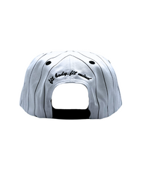 The Sports Hat represents a true staple of the 90s! This vintage athletic style classic snapback with a bold pinstripe design and unstructured silhouette is for those who put it in the work day in, day out.
Grind now, play later, and cop this 90s gem, the perfect throwback essential for streetwear lovers and active lifestyles.
90s Snapback hat with black stripe, black visor and white profile and EF logo. Vintage style snapback.
