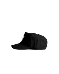 Unisex 90s style EF streetwear snapback cap, black grandad cotton hat with embroidery and green underbrim 
