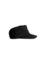 Unisex 90s style EF streetwear snapback cap, black grandad cotton hat with embroidery and green underbrim 
