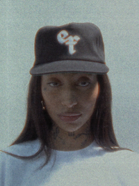 Unisex 90s style EF streetwear snapback cap, black grandad cotton hat with embroidery and green underbrim 
