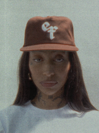 
Unisex 90s style EF streetwear snapback cap, brown coffee grandad cotton hat with embroidery and green underbrim 